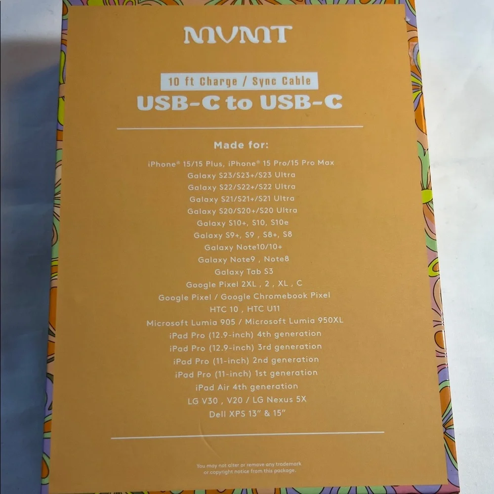 MVMT Psychedelic Braided USB-C Cable - Yellow
